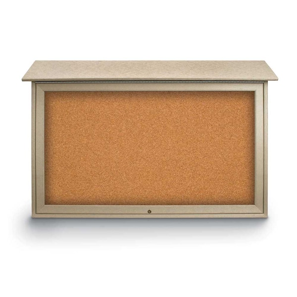 Indoor Enclosed Combo Board, 42"x32", Satin Frame/White Porcelain & Buff